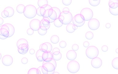 Light pastel colored background with pink bubbles. Wallpaper, texture pink balloons. 3D illustration