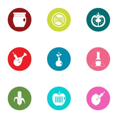 Harmful food icons set. Flat set of 9 harmful food vector icons for web isolated on white background