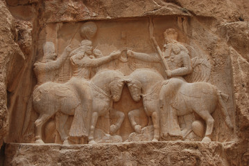 The investiture of Ardashir I, famous carving from Naqsh-e Rustam, Iran