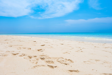 Fototapeta na wymiar Empty sand beach with sea on tropical beach