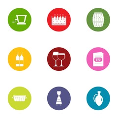 Wine list icons set. Flat set of 9 wine list vector icons for web isolated on white background