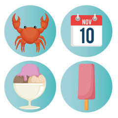 summer holidays set icons vector illustration design