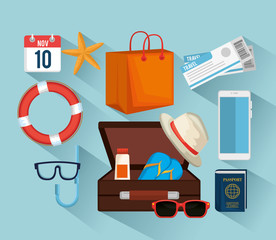 summer holidays set icons vector illustration design