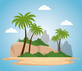 summer holidays beach scene vector illustration design