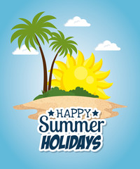 Fototapeta na wymiar summer holidays beach scene vector illustration design
