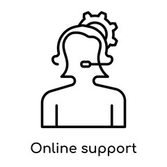 Online support icon vector sign and symbol isolated on white background, Online support logo concept