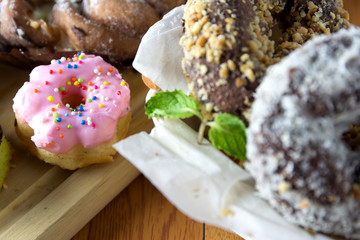 donut in a wicker basket