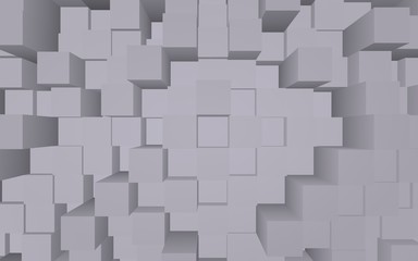 Abstract gray elegant cube geometric background. Chaotically advanced rectangular bars. 3D Rendering, 3D illustration