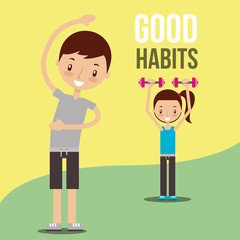 boy and girl healthy good habits