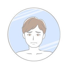 男性　悩む　鏡