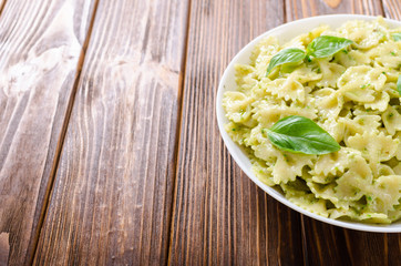 Pasta with sauce pesto