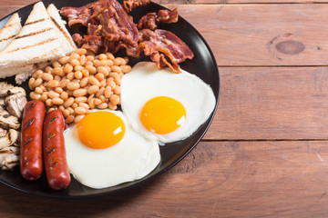 English breakfast with eggs