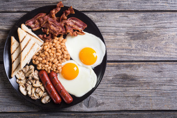 English breakfast with eggs