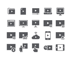Simple flat high quality vector icon set,Video Player, Video Streaming 4k,3D,HD TV and more. 48x48 Pixel Perfect.