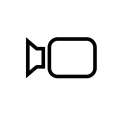 Video camera icon for use in small sizes; flat vector graphic on isolated background. Variant No. 2