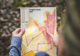 Closeup of  orienteering box location map