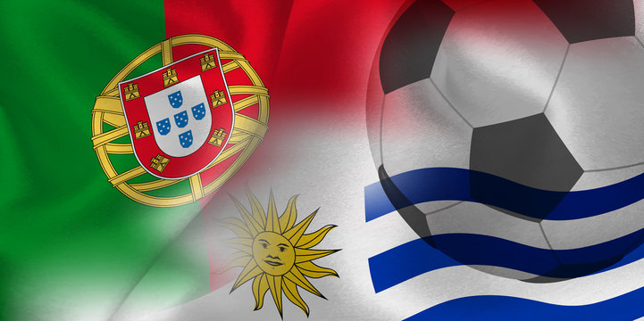 ポルトガル　ウルグアイ　 国旗　サッカー 