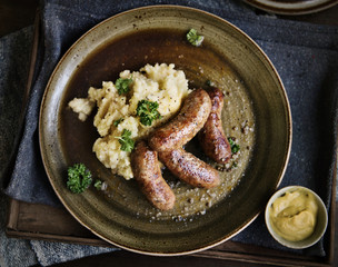 Bangers and mash food photography recipe idea
