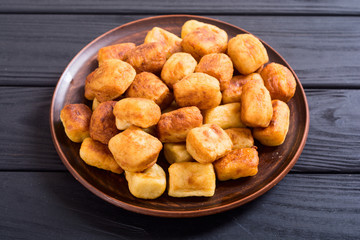 Homemade fried potatoes gnocchi