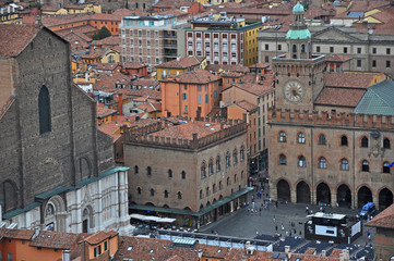 Italy, Bologna Notai building aerial view from Asinelli tower