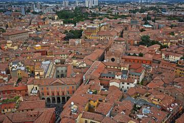 Fototapeta na wymiar Italy, Bologna aerial view from Asinelli tower