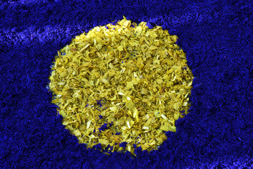 Background of colored wood shavings