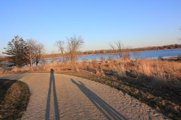 Shadows of person & dog