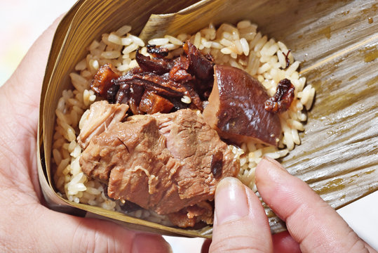 Procedure Step Of Making Rice Dumpling On Dragon Boat Festival 