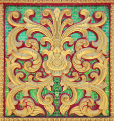 patterns on the wall in the temple of thailand