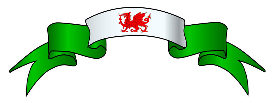 Welsh Flag Icon Satin Ribbon