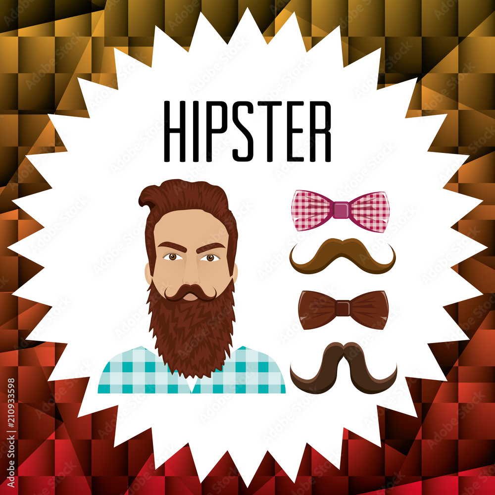 Wall mural man style hipster character vector illustration design