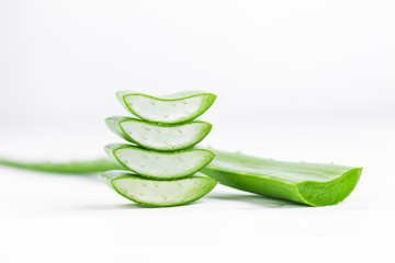 fresh Aloe Vera Stacked in White background