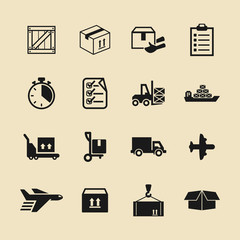 Simple Set of Shipping Related Vector Icons. Contains such Icons as box, post, ship, plane, container and more.