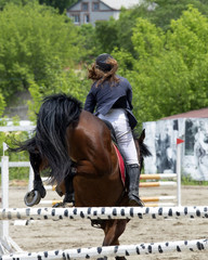 The rider took the barrier