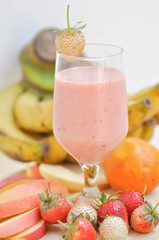 strawberry smoothie or strawberry yogurt