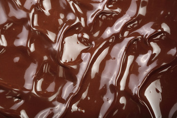 Melted chocolate swirl as a background closeup