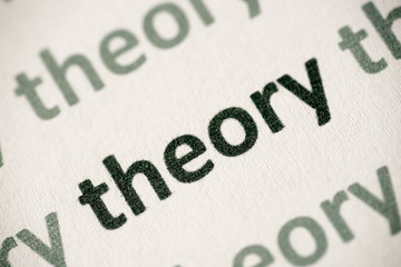 word theory printed on paper macro