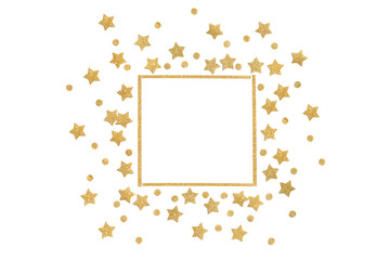 Gold glitter star and dot frame paper cut background - isolated