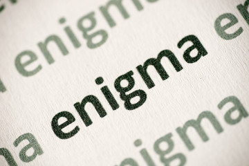 word enigma  printed on paper macro