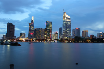 Fototapeta premium Blue hour over Saigon city