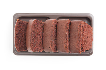 sliced bar cake chocolate slice slices in white background