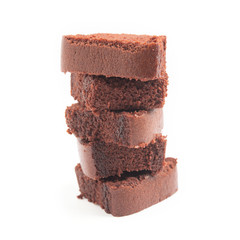 sliced bar cake chocolate slice slices in white background