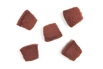 sliced bar cake chocolate slice slices in white background