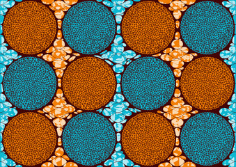 Textile fashion african print fabric super wax, Ankara prints, abstract seamless, vector illustration file.