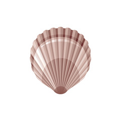 Sea travel vector symbol isolated on white background. Seashell mollusk underwater life picture. Cute 3d vacation illustration or logo. Cartoon icon. Summer holidays sign.