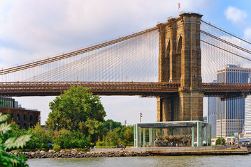 View on Jane's Carousel near Brooklyn Bridge between Manhattan and Brooklyn. USA.