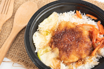 Japanese food, Rice with Pork Cutlet (Tonkatsu)
