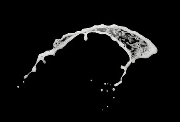 White bubble foam splash explosion in the air on black background,freeze stop motion photo object...