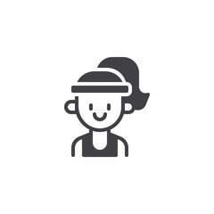 Athlete girl portrait vector icon. filled flat sign for mobile concept and web design. Sports girl simple solid icon. Symbol, logo illustration. Pixel perfect vector graphics