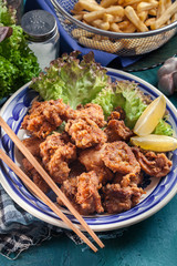 Crispy chicken karaage with lettuce